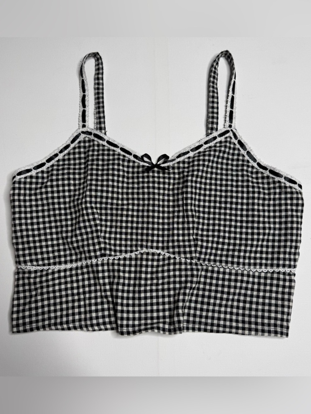 JAPNA Gingham Tank Top Ruffle Coquette Girl Picnic Summer